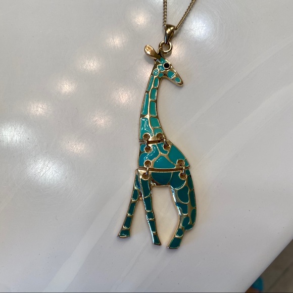Ombré Blue and Gold Giraffe Long Necklace - Picture 1 of 4
